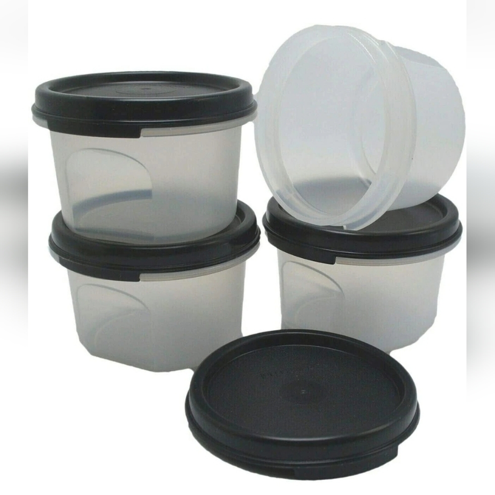 Tupperware Clear Storage Containers with Black Lids (Set of 5)